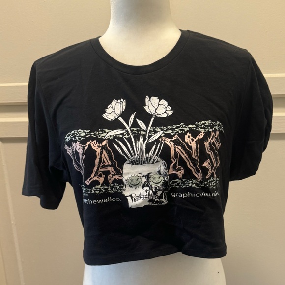 Vans - Black Floral Skull Crop Top - Picture 2 of 5